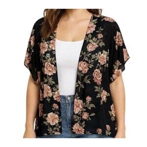 Emory Rose Women's Size XL Floral Sheer Layering Top Kimono Cardigan